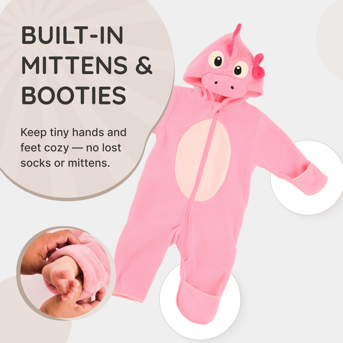 Pink Dinosaur Fleece Bunting