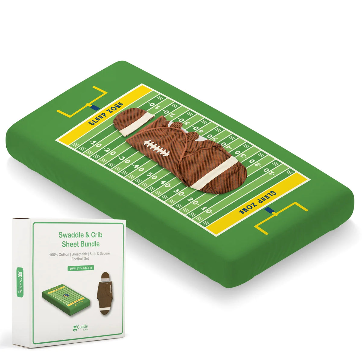 Football Swaddle + Crib Sheet Bundle